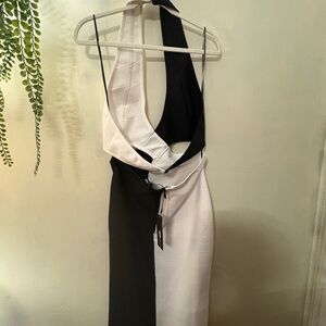 Fashion Nova Black and White Backless Dress